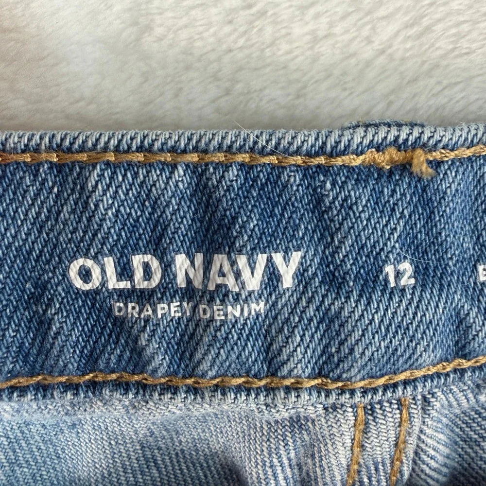 Old Navy 12 Jorts Jeans Baggy Wide Leg High Rise Drapey Denim Culotte Relaxed